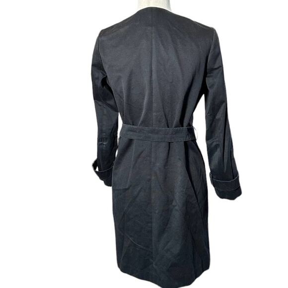 Sandro Paris Malena 100% cotton 3/4 length Black trench coat size 4 EU 36 - Picture 5 of 12